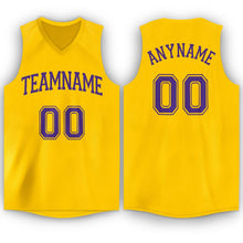 Load image into Gallery viewer, Custom Gold Purple V-Neck Basketball Jersey - Fcustom
