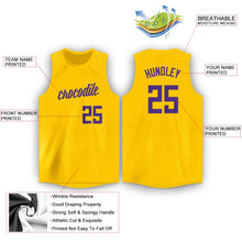 Load image into Gallery viewer, Custom Gold Purple Round Neck Basketball Jersey - Fcustom