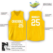 Load image into Gallery viewer, Custom Gold White V-Neck Basketball Jersey - Fcustom