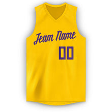 Load image into Gallery viewer, Custom Gold Purple V-Neck Basketball Jersey - Fcustom