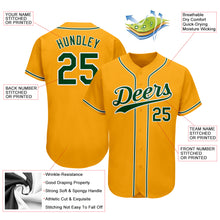 Load image into Gallery viewer, Custom Gold Green-White Authentic Baseball Jersey