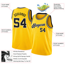 Load image into Gallery viewer, Custom Gold Black-White Round Neck Rib-Knit Basketball Jersey