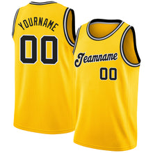 Load image into Gallery viewer, Custom Gold Black-White Round Neck Rib-Knit Basketball Jersey