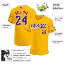 Load image into Gallery viewer, Custom Gold Purple-White Authentic American Flag Fashion Baseball Jersey