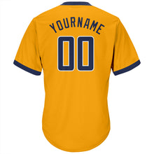 Load image into Gallery viewer, Custom Gold Navy-White Authentic Throwback Rib-Knit Baseball Jersey Shirt