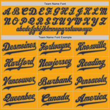 Load image into Gallery viewer, Custom Gold Hunter Green-Navy Authentic Throwback Rib-Knit Baseball Jersey Shirt