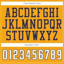 Load image into Gallery viewer, Custom Gold White-Navy Authentic Throwback Rib-Knit Baseball Jersey Shirt