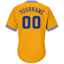 Load image into Gallery viewer, Custom Gold Royal-White Authentic Throwback Rib-Knit Baseball Jersey Shirt