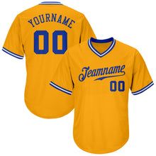 Load image into Gallery viewer, Custom Gold Royal-White Authentic Throwback Rib-Knit Baseball Jersey Shirt