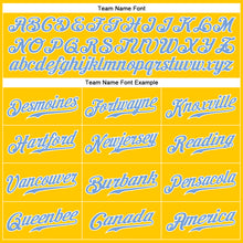 Load image into Gallery viewer, Custom Gold Light Blue-White Authentic Baseball Jersey