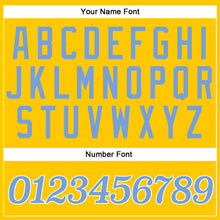 Load image into Gallery viewer, Custom Gold Light Blue-White Authentic Baseball Jersey