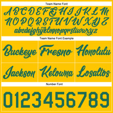 Load image into Gallery viewer, Custom Gold Kelly Green-White Authentic Throwback Basketball Shorts