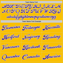 Load image into Gallery viewer, Custom Gold White-Purple Authentic Throwback Basketball Jersey