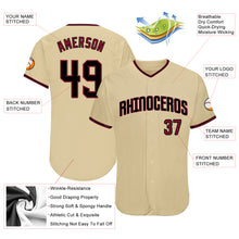 Load image into Gallery viewer, Custom Sand Crimson-Black Authentic Baseball Jersey