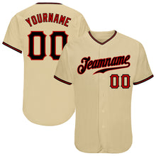 Load image into Gallery viewer, Custom Sand Black-Red Authentic Baseball Jersey