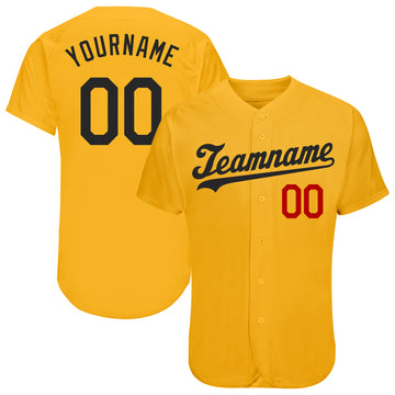 Custom Gold Black-Red Authentic Baseball Jersey