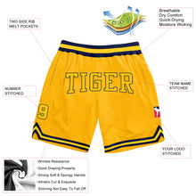 Load image into Gallery viewer, Custom Gold Gold-Navy Authentic Throwback Basketball Shorts
