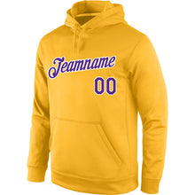 Load image into Gallery viewer, Custom Stitched Gold Purple-White Sports Pullover Sweatshirt Hoodie