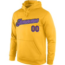 Load image into Gallery viewer, Custom Stitched Gold Purple-Gray Sports Pullover Sweatshirt Hoodie