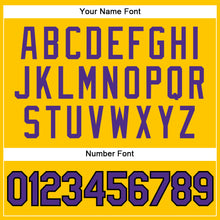 Load image into Gallery viewer, Custom Gold Black Pinstripe Purple-White Authentic Basketball Jersey