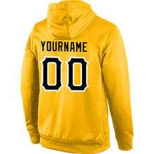 Load image into Gallery viewer, Custom Stitched Gold Black-White Sports Pullover Sweatshirt Hoodie