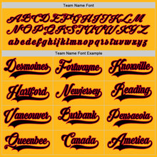 Load image into Gallery viewer, Custom Gold Black-Red Hockey Jersey