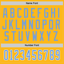 Load image into Gallery viewer, Custom Gold Light Blue-White Hockey Jersey