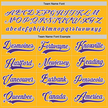 Load image into Gallery viewer, Custom Gold Purple-White Hockey Jersey