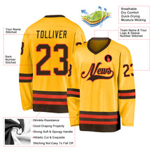 Load image into Gallery viewer, Custom Gold Brown-Orange Hockey Jersey