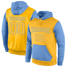 Load image into Gallery viewer, Custom Stitched Gold Gold-Light Blue Sports Pullover Sweatshirt Hoodie