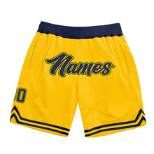 Load image into Gallery viewer, Custom Gold Navy-Hunter Green Authentic Throwback Basketball Shorts