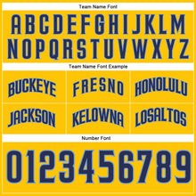 Load image into Gallery viewer, Custom Gold Navy-Light Blue Authentic Throwback Basketball Shorts