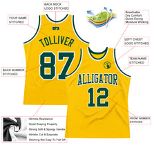Load image into Gallery viewer, Custom Gold Green-White Authentic Throwback Basketball Jersey