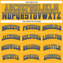 Load image into Gallery viewer, Custom Gold Navy-Light Blue Authentic Drift Fashion Baseball Jersey