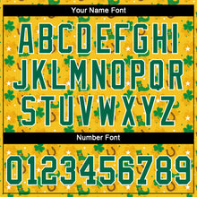Load image into Gallery viewer, Custom Gold Kelly Green-White 3D Pattern Design Authentic St. Patrick's Day Baseball Jersey