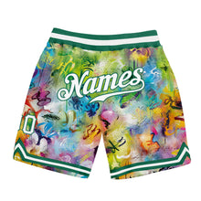 Load image into Gallery viewer, Custom Scratch Graffiti Pattern White-Kelly Green 3D Authentic Basketball Shorts