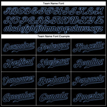 Load image into Gallery viewer, Custom Graffiti Pattern Black-Light Blue 3D Authentic Baseball Jersey