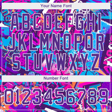 Load image into Gallery viewer, Custom Graffiti Words Pattern White-Purple 3D Authentic Baseball Jersey