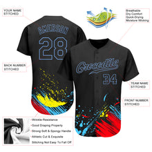 Load image into Gallery viewer, Custom Graffiti Pattern Black-Light Blue 3D Authentic Baseball Jersey