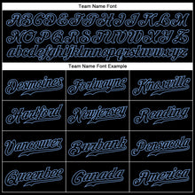 Load image into Gallery viewer, Custom Graffiti Pattern Black-Light Blue 3D Authentic Baseball Jersey