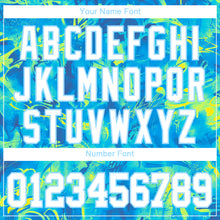 Load image into Gallery viewer, Custom Scratch Graffiti Pattern White-Light Blue 3D Authentic Baseball Jersey