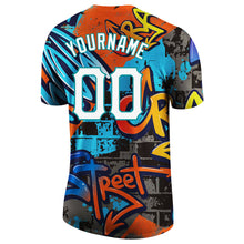 Load image into Gallery viewer, Custom Graffiti Pattern White-Aqua 3D Performance T-Shirt
