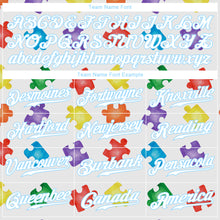 Load image into Gallery viewer, Custom Autism Awareness Puzzle Pieces-White Light Blue 3D Authentic Baseball Jersey