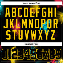 Load image into Gallery viewer, Custom Graffiti Pattern Black-Gold 3D Authentic Baseball Jersey