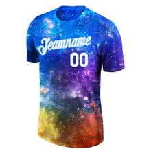 Load image into Gallery viewer, Custom Galactic White-Light Blue 3D Performance T-Shirt