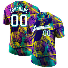 Load image into Gallery viewer, Custom Graffiti Abstract Urban Pattern White-Aqua 3D Performance T-Shirt