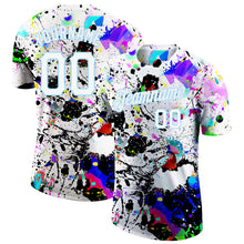 Load image into Gallery viewer, Custom Splashes Graffiti Pattern White-Light Blue 3D Performance T-Shirt