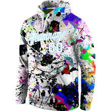 Load image into Gallery viewer, Custom Stitched Splashes Graffiti Pattern White-Light Blue 3D Sports Pullover Sweatshirt Hoodie