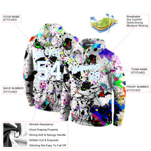 Load image into Gallery viewer, Custom Stitched Splashes Graffiti Pattern White-Light Blue 3D Sports Pullover Sweatshirt Hoodie