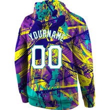 Load image into Gallery viewer, Custom Stitched Graffiti Pattern White-Aqua 3D Sports Pullover Sweatshirt Hoodie